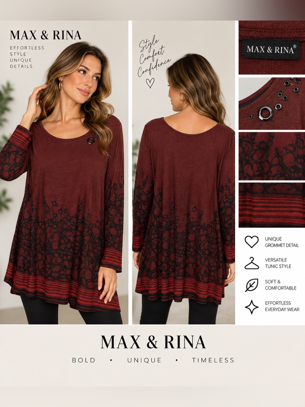 Max & Rina Top Dress Top With Grommets